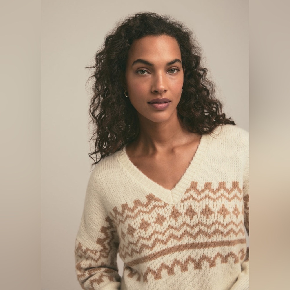 NWT Favorite Daughter Winter William Fair Isle Cashmere Wool Sweater XS - Picture 3 of 7